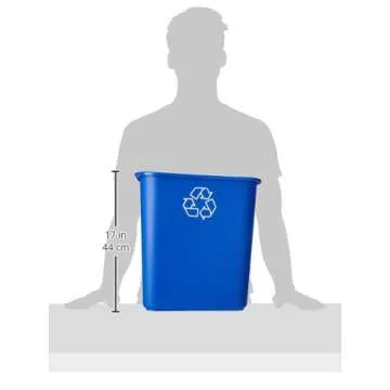 United Solutions 7 Gallon/28 Quart Efficient Recycle Wastebasket | Fits Under Desk | Small, Narrow Spaces in Commercial, Kitchen, Home Office, Dorm | Easy to Clean, 1 Pack, Blue, Model Number: WB0084