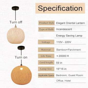 GCQ Bamboo Lantern Chandelier for Retro Home Decor