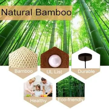 GCQ Bamboo Lantern Chandelier for Retro Home Decor