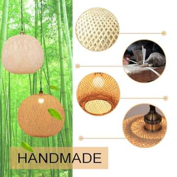 GCQ Bamboo Lantern Chandelier for Retro Home Decor