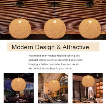 GCQ Bamboo Lantern Chandelier for Retro Home Decor