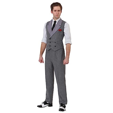 Men's Ruthless Gangster Costume Adult 1920s Mobster Costume - L Gray