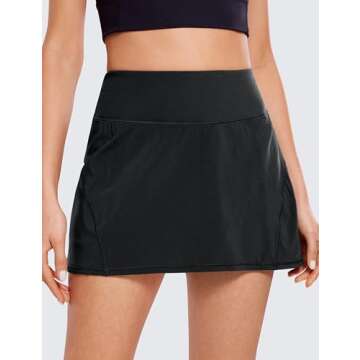 CRZ YOGA Womens Pleated Tennis Skirts with Pockets High Waisted Athletic Golf Skorts Skirts for Women Soft Breathable Cute Black Small