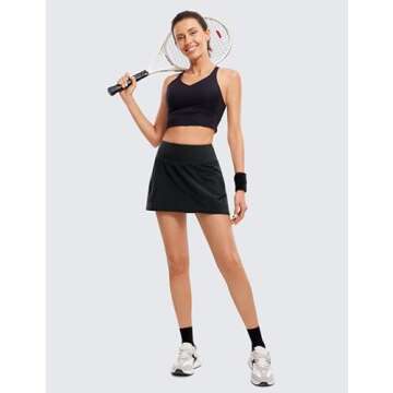 CRZ YOGA Womens Pleated Tennis Skirts with Pockets High Waisted Athletic Golf Skorts Skirts for Women Soft Breathable Cute Black Small