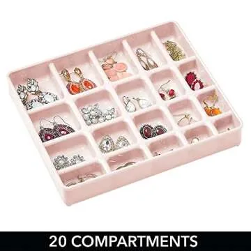 mDesign Stackable Jewelry Storage Trays in Blush Pink
