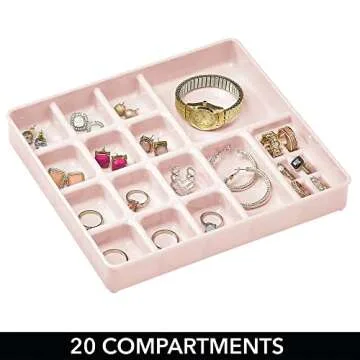 mDesign Stackable Jewelry Storage Trays in Blush Pink