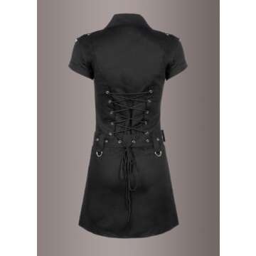 Pretty Attitude Womens Black Gothic Dress Studded Punk Goth Mini Dress XS