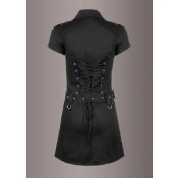 Pretty Attitude Womens Black Gothic Dress Studded Punk Goth Mini Dress XS