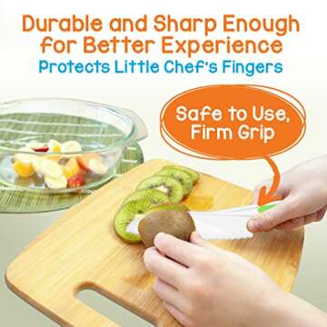 NutriChef 3-Piece Nylon Kitchen Baking Knife Set - Children's Cooking Knives, Safe to Use, Firm Grip, Serrated Edges, Kids' Knives, Protects Little Chef's Fingers, Good For Cutting Food & Vegetables