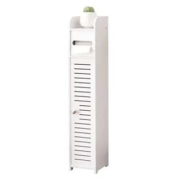 AOJEZOR Toilet Paper Holder Stand: Small Bathroom Storage Cabinet for Small Spaces,White