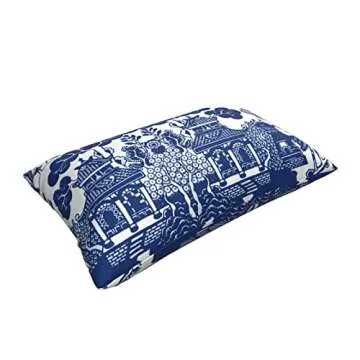 Blue Willow Chinoiserie Porcelain Inspiration Throw Pillow Cover,Modern Lumbar Cushion Case Decorative Pillows for Couch Living Ro White One Size