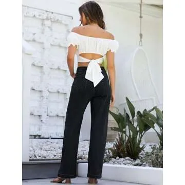 ETTELO Womens Jeans Hig Waisted Straight Leg Loose Stretchy Lightweight Tummy Control Trendy Jeans for Women 2025