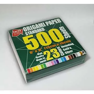 Taro's Premium Origami Paper - 500 Sheets, 23 Colors