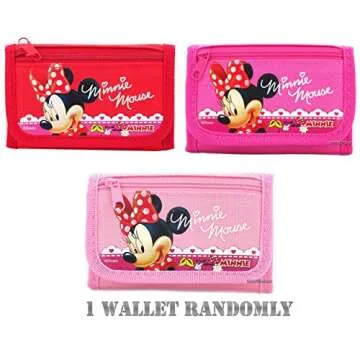 Disney Minnie Mouse Trifold Wallet - Cute Pink or Hot Pink Design