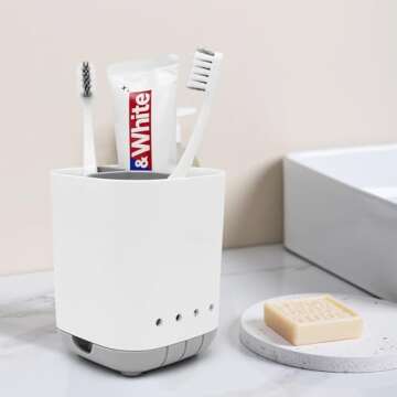 Easy-Clean Toothbrush Holder - Detachable, Space-Saving Organizer for Bathroom Vanity
