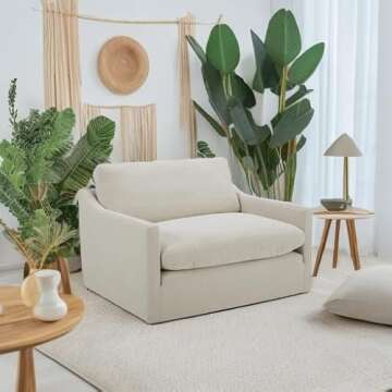 Amazon Brand – Stone & Beam Rustin Contemporary Deep-Seated Living Room Accent Chair, Cream, 48"W x 41.7"D x 33.9"H