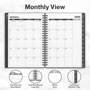 Dunwell Daily Planner Book 2025, Small 6x8" Weekly Planning Agenda, Includes Bookmark, Monthly Tabs, Stickers for Calendars, Protective Plastic Covers