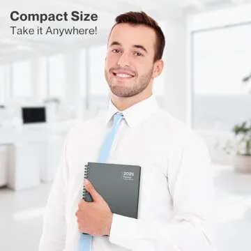 Dunwell Daily Planner Book 2025, Small 6x8" Weekly Planning Agenda, Includes Bookmark, Monthly Tabs, Stickers for Calendars, Protective Plastic Covers