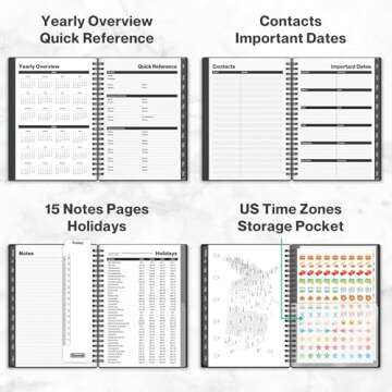 Dunwell Daily Planner Book 2025, Small 6x8" Weekly Planning Agenda, Includes Bookmark, Monthly Tabs, Stickers for Calendars, Protective Plastic Covers