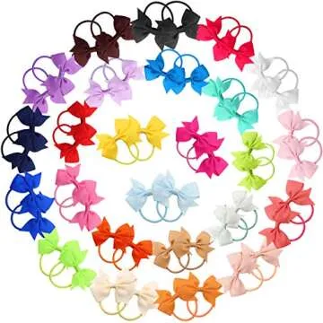 Charming Baby Hair Ties with Bows - 50pcs in Colorful Sets