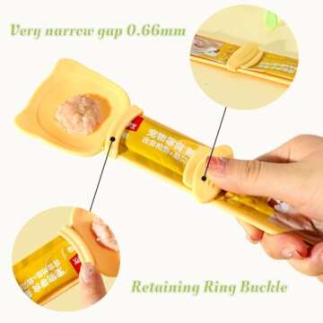 2PCS Cat Strip Feeder, Cat Strip Squeeze Spoon, Cat Claw Shaped Cat Food Can Spoon, Multifunctional Lickable Wet Cat Treat Dispenser for Cat Liquid Snack Cat Feeding Food Storage(Orange)