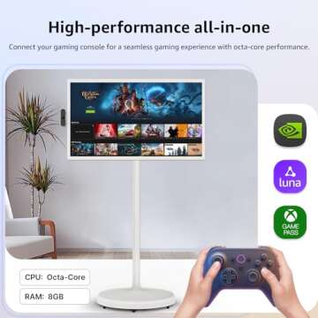 ApoloSign 32-Inch Smart Screen 1080p Portable Monitor with Touch Screen, Android OS(Support Google Store), Built-in Battery(4-6H), Full Swivel Rotation, Voice Remote Control