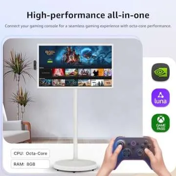 ApoloSign 32-Inch Smart Screen 1080p Portable Monitor with Touch Screen, Android OS(Support Google Store), Built-in Battery(4-6H), Full Swivel Rotation, Voice Remote Control