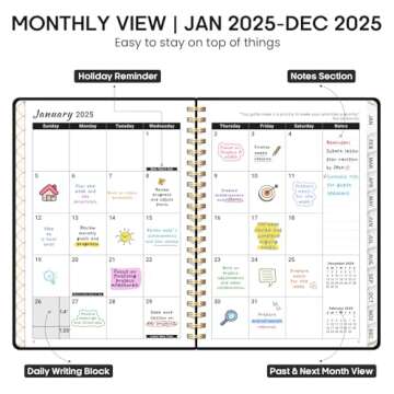 2025 Planner, Weekly and Monthly Calendar Planner Book, January 2025 - December 2025, HardCover Plan...