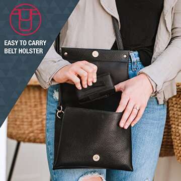 SABRE 2-in-1 Stun Gun with LED Flashlight, Self Defense Stun Gun with Painful 1.160 µC Charge, 120 Lumens, Rechargeable Battery, Easy to Use Safety Switch, Belt Holster for Quick Access