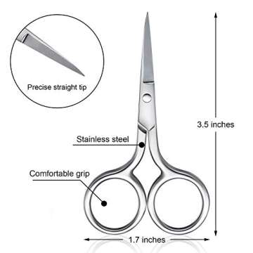 5 Pieces Small Straight Tip Nose Hair Scissor Set for Precise Grooming