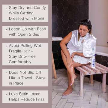 MONII Hair & Makeup Cape - Cotton & Satin, Anti-Frizz, Water Absorbent, Dry with Ease, Comfort & Pro...