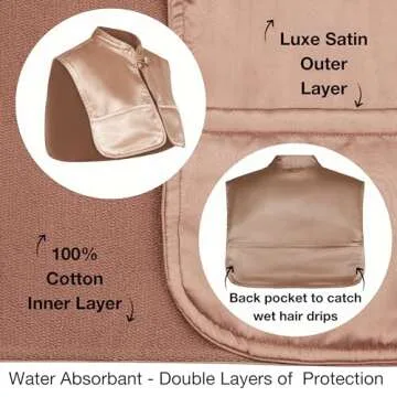 MONII Hair & Makeup Cape - Cotton & Satin, Anti-Frizz, Water Absorbent, Dry with Ease, Comfort & Protection for Self-Care