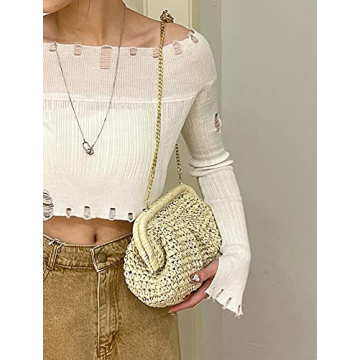 Stylish Molodo Women Straw Crossbody Clutch Purse