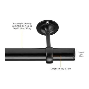 Amazon Basics Curtain Rod Ceiling-Mount Bracket, Set of 2, Black