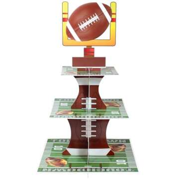 Football Party Cupcake Stand | 3 Tier Super Fun Football Party Dessert Tower | Big Game Football Min...