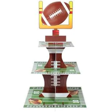 Football Party Cupcake Stand | 3 Tier Super Fun Football Party Dessert Tower | Big Game Football Min...