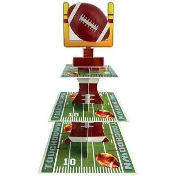 Football Party Cupcake Stand | 3 Tier Super Fun Football Party Dessert Tower | Big Game Football Mini Cake Stand | Game Day Football Party Supplies | Sports Theme Birthday Party Cupcake Stand |BASHOUT