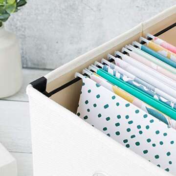 White Linen File Box | Storage Box | File Organizer | Document Organizer | File Storage | Storage Bo...
