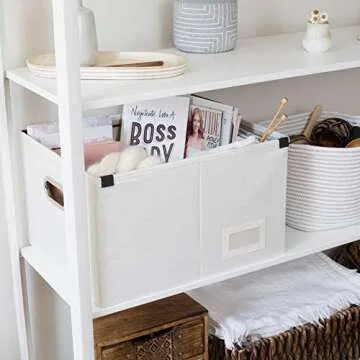 White Linen File Box | Storage Box | File Organizer | Document Organizer | File Storage | Storage Box with Lid | Decorative Storage Box | File Cabinet for Case Files | Portable File Box | Storage Bin