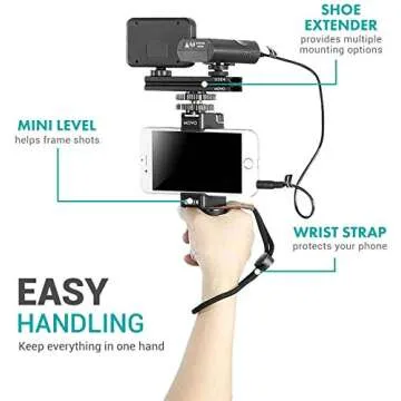 Movo Wireless Smartphone Video Kit V2+ with Tripod, Grip, Wireless Lavalier Microphone, LED Light and Remote - YouTube Equipment for iPhone 6, 6S, 7, 8, X, XS, XS Max, XR, 11, 11 Pro, Samsung Galaxy