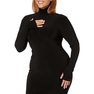 Norma Kamali Women's Turtleneck Fishtail Dress, Black, XS