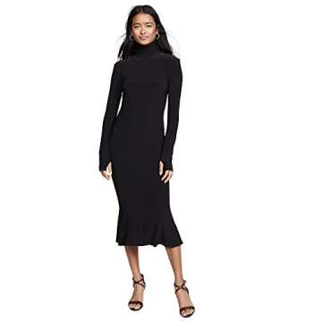 Norma Kamali Women's Turtleneck Fishtail Dress, Black, XS