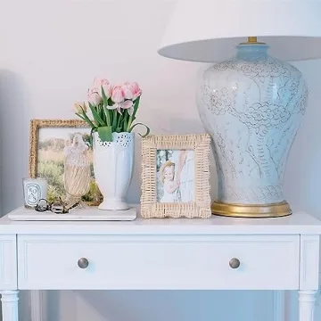 Stylish Two's Company Rattan Photo Frame - Rustic Décor