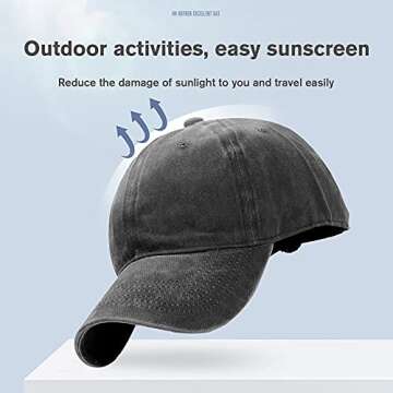 HH HOFNEN Men Women Washed Distressed Twill Cotton Baseball Cap Vintage Adjustable Dad Hat (#2 Black...