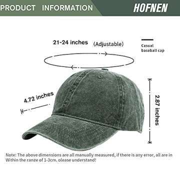 HH HOFNEN Men Women Washed Distressed Twill Cotton Baseball Cap Vintage Adjustable Dad Hat (#2 Black+White+Army Green)