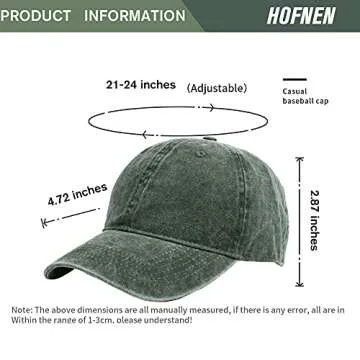 HH HOFNEN Men Women Washed Distressed Twill Cotton Baseball Cap Vintage Adjustable Dad Hat (#2 Black+White+Army Green)