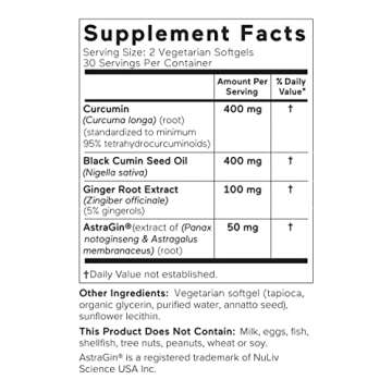 Smarter Nutrition Curcumin Softgels - Potent & Bioavailable, Standardized to 95% Tetrahydrocurcumino...