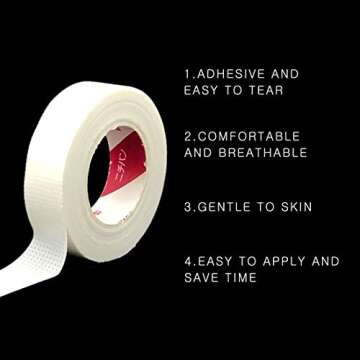 EMEDA Eyelash Extension Eye Tape 8 Rolls White Paper Breathable Micropore Fabric Medical Tape Under ...
