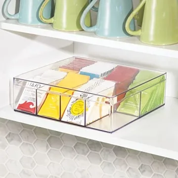 mDesign Tea Storage Organizer Box for Kitchen Pantry