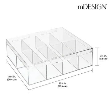 mDesign Tea Storage Organizer Box for Kitchen Pantry